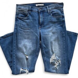 Whetherly Brandon High Rise Ankle Straight Leg Jeans 27 | Distressed Light Wash